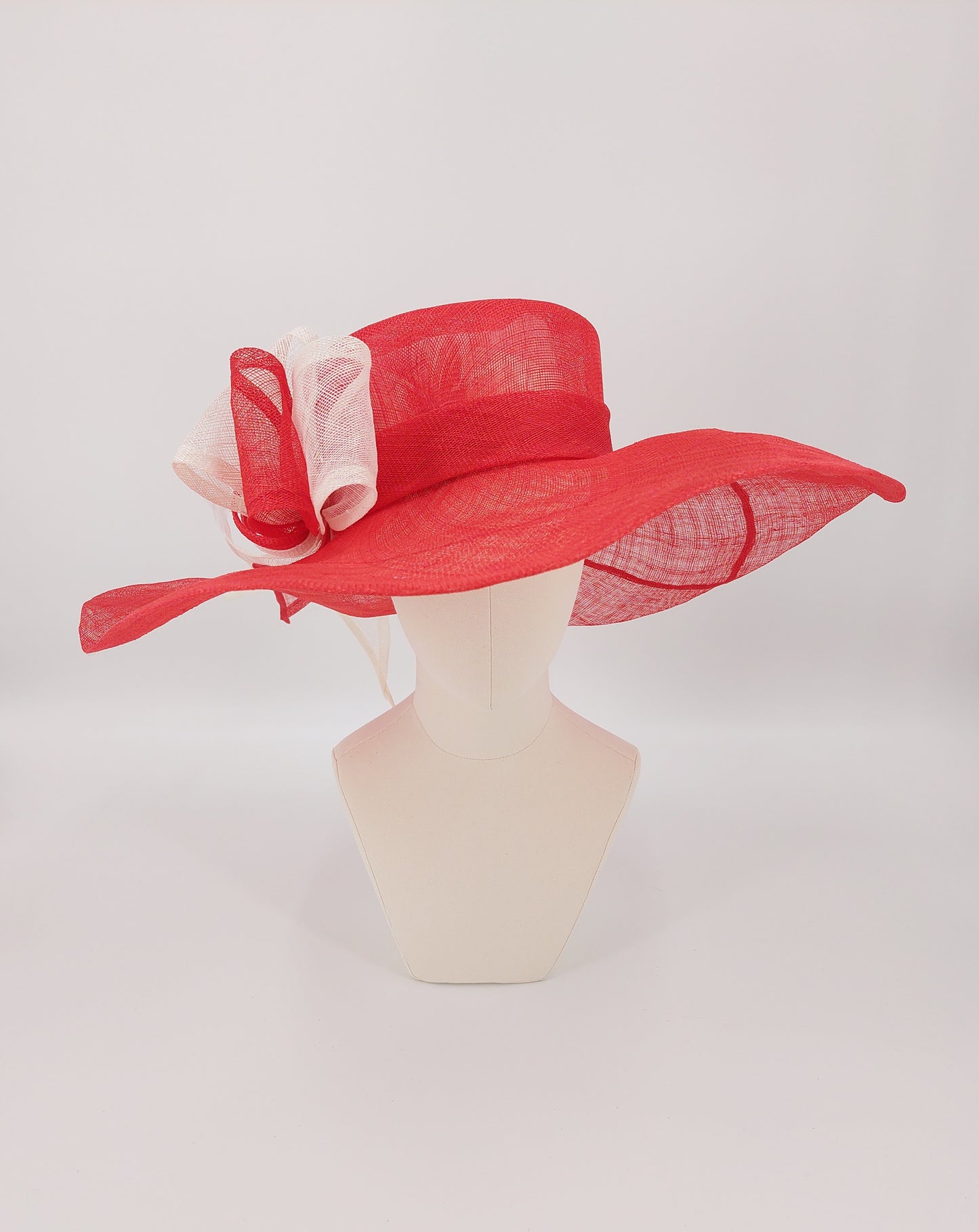 Wide Brim with Bow - Red & White