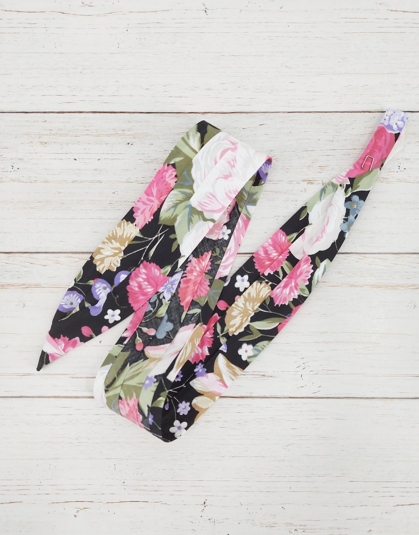 Hat Band - Pink Floral/Black Band