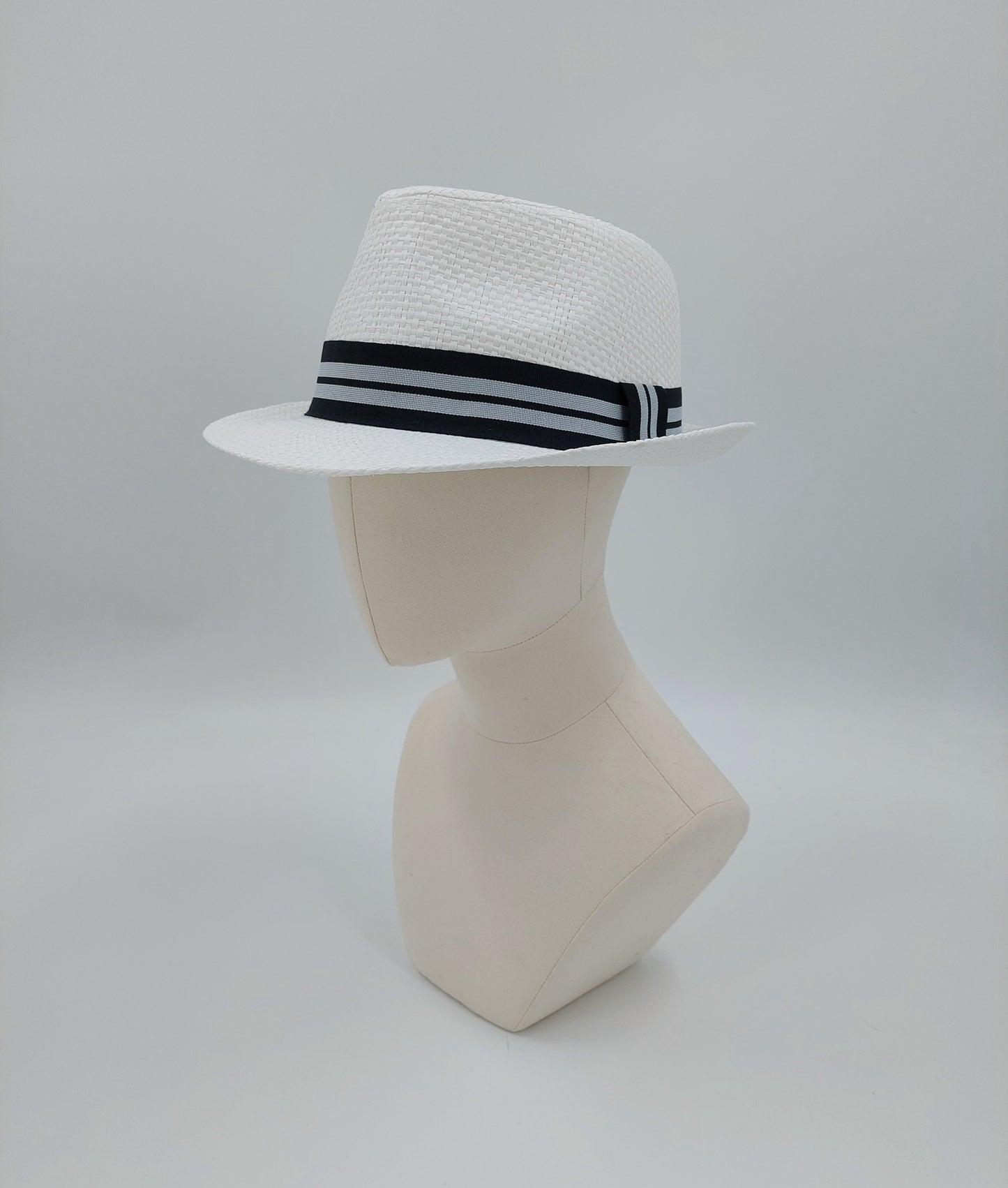 White Trilby - Grey Stripes