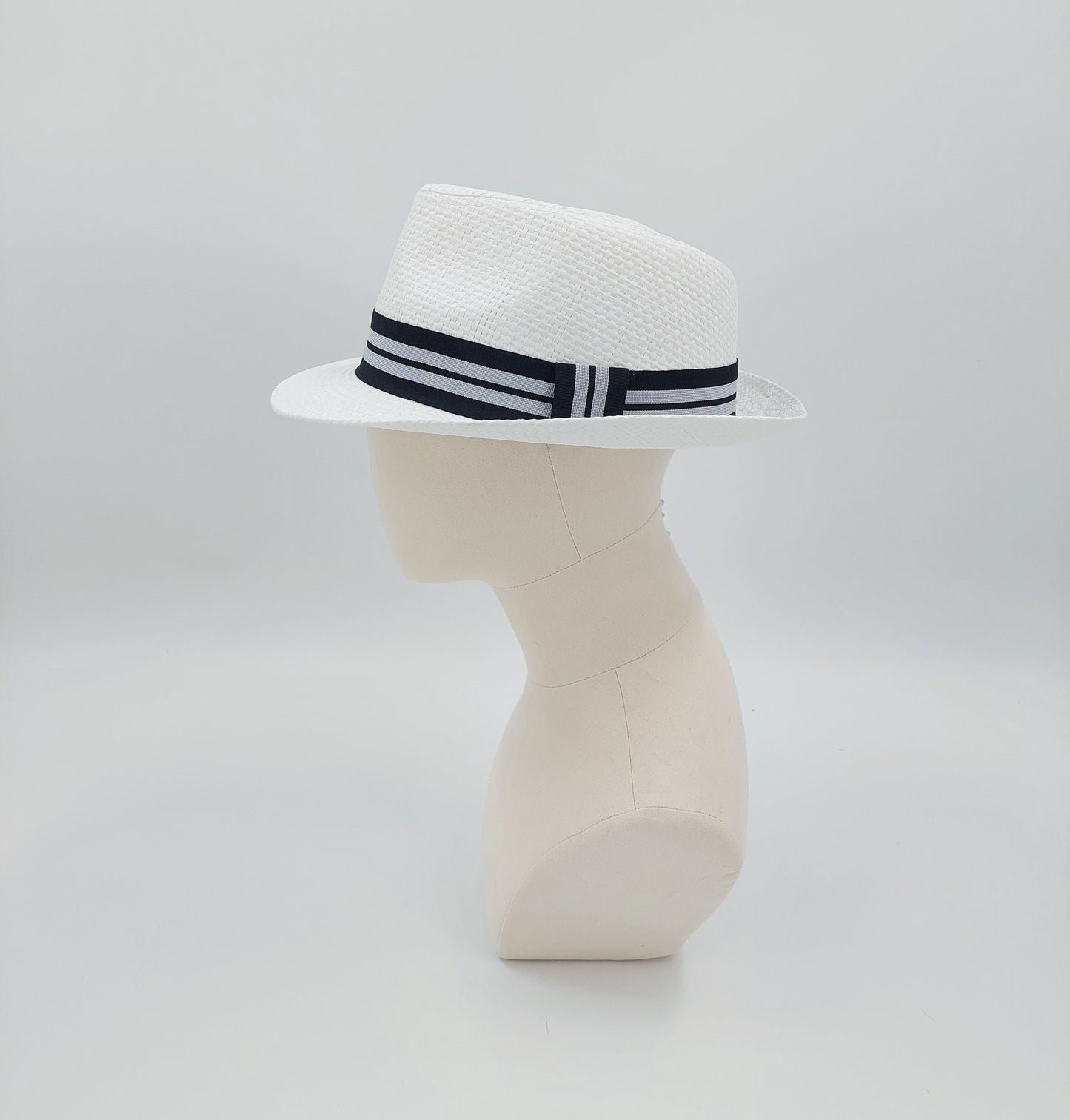 White Trilby - Grey Stripes