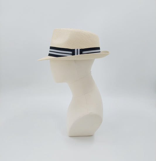 Natural Trilby - Grey Stripes
