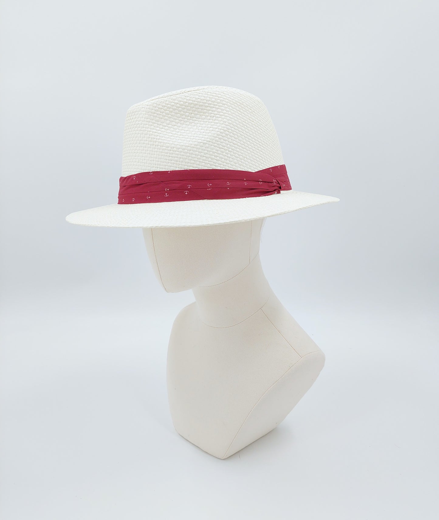 Straw Fedora - Burgundy Band