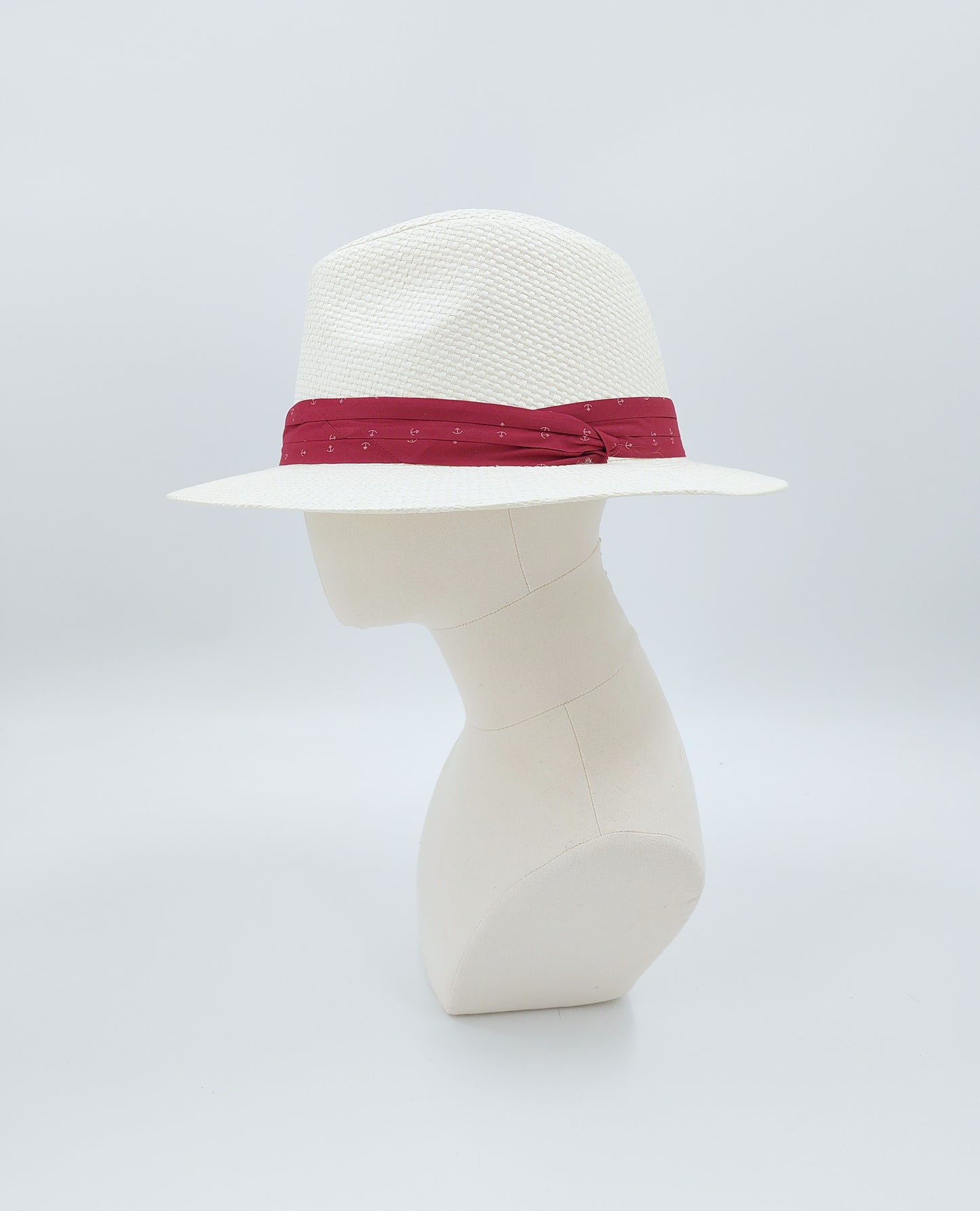 Straw Fedora - Burgundy Band