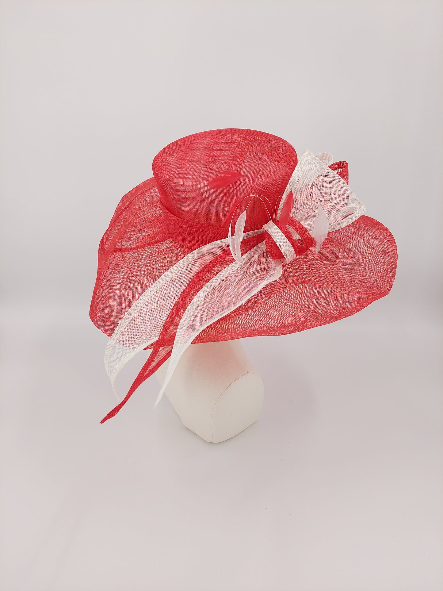 Wide Brim with Bow - Red & White