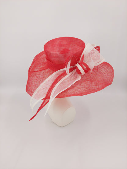 Wide Brim with Bow - Red & White