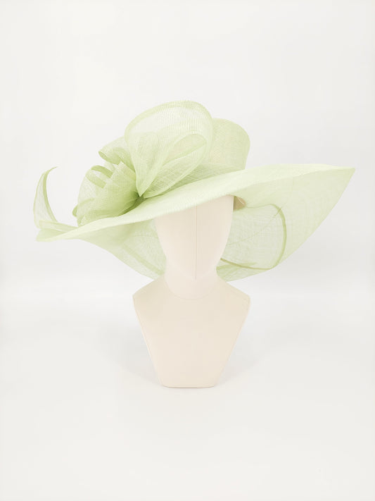 Wide Brim with Large Bow - Pistachio