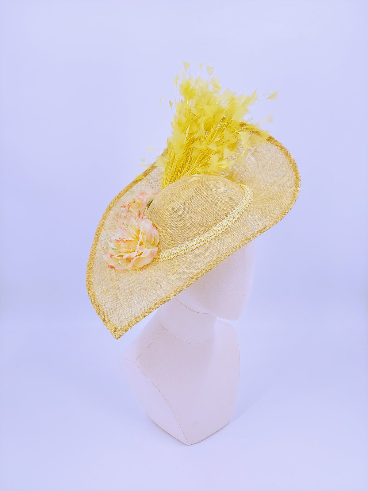 Beautiful Yellow Sculpted Fascinator Kentucky Derby Tea Btunch Church Wedding A collaboration dream layered in PINK. ? Designed for a  main image 2