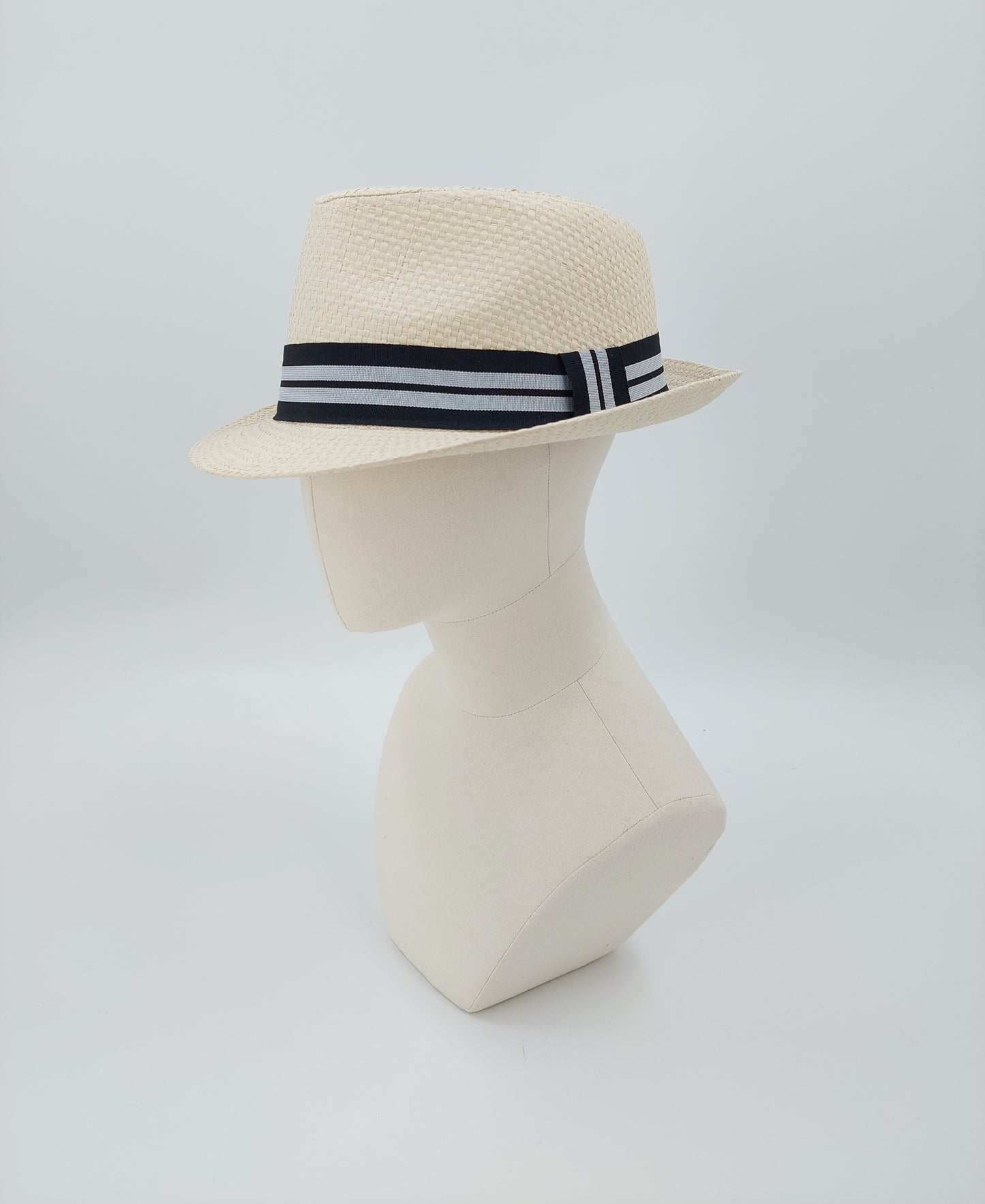 Natural Trilby - Grey Stripes
