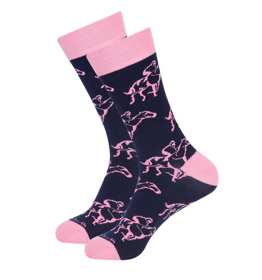 Down the Stretch Socks - Navy/Pink