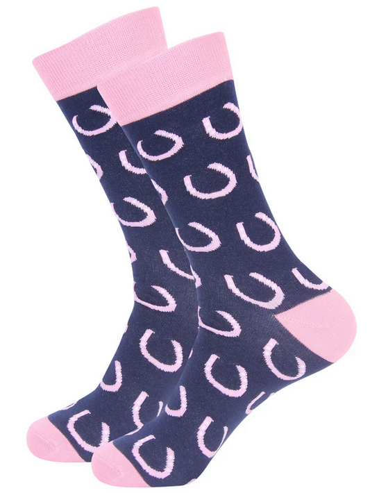 Horseshoe Socks - Navy/Pink