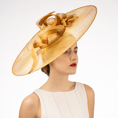 Gold fascinator millinery hat shop Louisville Kentucky Hat Haven 
