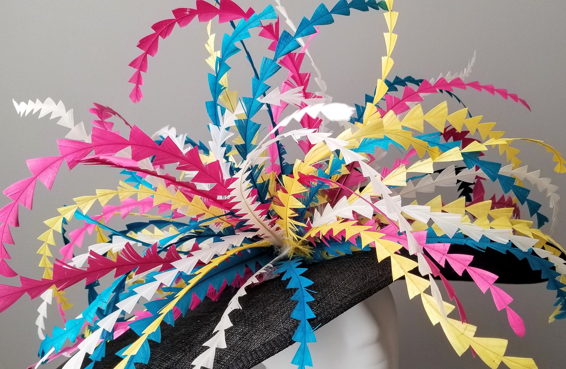 Multi colored sinamay Kentucky derby hat Louisville Hat maker Hat Haven 