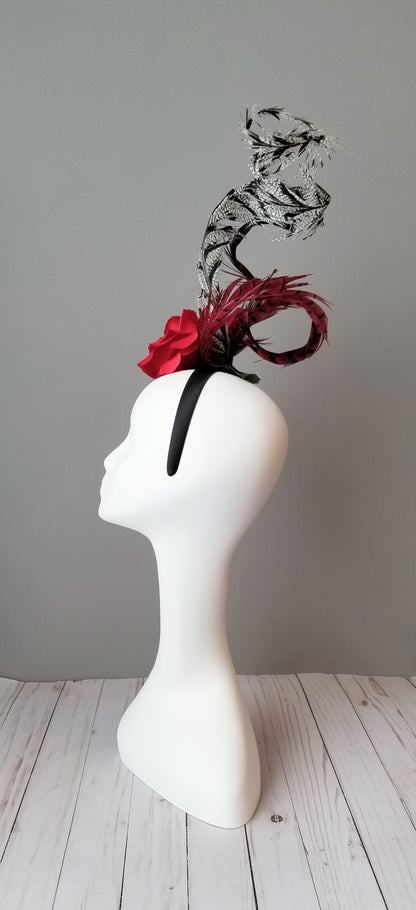 Large flower fascinator, Hat Haven Hat Shop in Louisville, Kentucky. Kentucky Derby hats, fascsinators, Ascot hats, Melbourne Cup hats, custom hats, millinery hat shop, derby hats, wedding hats, ladies dress hats, Kentucky Derby hats, hats Louisville, hat maker Louisville