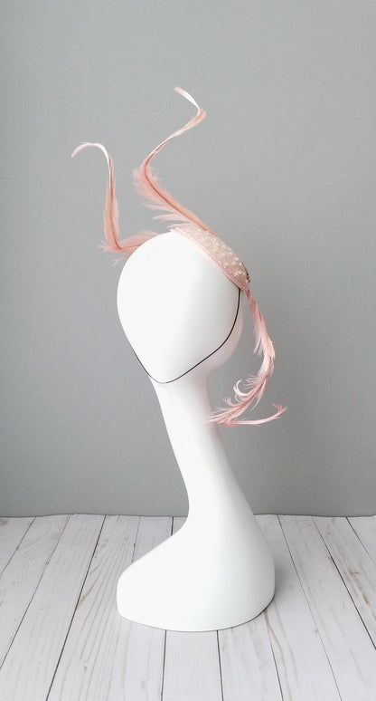 Hat Haven millinery hat shop in Louisville, Kentucky. Ladies dress hats, Kentucky Derby hats, fascinators, men's hats, bridal head pieces, custom hats, hat maker, Ascot hats, wedding hats,. Blush pink fascinators. Beaded fascinator.