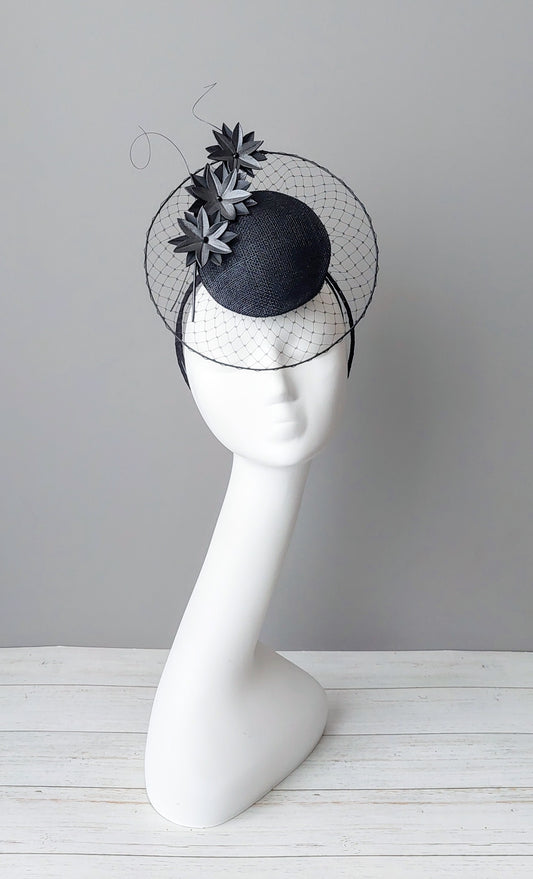 Hat Haven - Best Kentucky Derby hats in Louisville! Custom hats, fascinators, men's hats, bridal head wear, dress hats, Derby hats, Ascot hats, Fashion on the Field, hat maker, millinery hat shop in Louisville. Veiled percher fascinator.