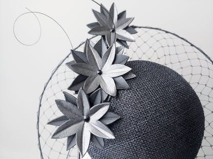 Hat Haven - Best Kentucky Derby hats in Louisville! Custom hats, fascinators, men's hats, bridal head wear, dress hats, Derby hats, Ascot hats, Fashion on the Field, hat maker, millinery hat shop in Louisville. Veiled percher fascinator.