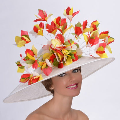 Multi colored sinamay Kentucky derby hat Louisville Hat maker Hat Haven 